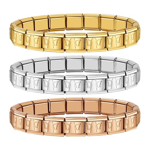 JewelryWe Italian Charms Bracelet mit Engel: 3 Stück 9mm DIY Abnehmbar Module für Italienische Armbänder Edelstahl Gliederarmband Modular Nomination Armband Italian Style Charms für Damen von JewelryWe