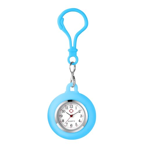 JewelryWe Karabineruhr Silikon Taschenuhr mit Karabiner: Damen Analog Quarz Karabiner Uhr mit Blau abnehmbarem Silikon Hülle Frauen FOB Clip auf Uhr für Ärzte Krankenschwestern JewelryWe Karabineruhr Silikon Taschenuhr mit Karabiner: Damen Analog Quarz Karabiner Uhr mit Blau abnehmbarem Silikon Hülle Frauen FOB Clip auf Uhr für Ärzte Krankenschwestern von JewelryWe
