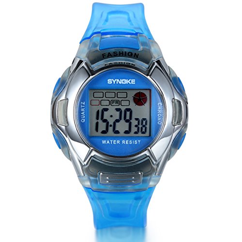 JewelryWe Kinder Armbanduhr, Jungen Mädchen Studenten Multi-Funktion LED Digital Elektronische Sport Uhr mit Silikon Armband, Blau von JewelryWe