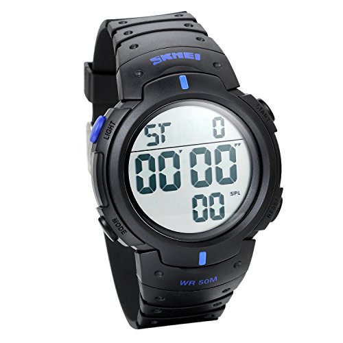 JewelryWe Kinder Armbanduhr, wasserdichte Studenten LED Digital Sport Uhr mit Datum/Alarm Stoppuh, Schwarz Blau von JewelryWe