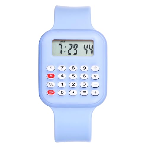 JewelryWe Kinder Armbanduhr Digitaluhr mit Rechner: Blau Rechteckige Digital Elektronische Uhr Kinderuhr Rechneruhr mit Kalkulator, Datum und Uhrzeit verfügbar - Geschenke für Jungen Mädchen Teenager von JewelryWe