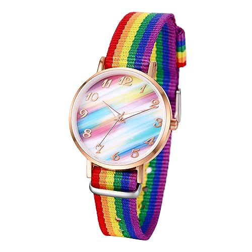 JewelryWe Kinderuhr Regenbogen Nylon Armbanduhr - Regenbogen LGBT Gay & Lesbian Pride Analog Quarz Armbanduhr Junge Mädchen Uhr Lernuhr mit Nylon Textil Armband für Kinder Jugendliche Studenten JewelryWe Kinderuhr Regenbogen Nylon Armbanduhr - Regenbogen LGBT Gay & Lesbian Pride Analog Quarz Armbanduhr Junge Mädchen Uhr Lernuhr mit Nylon Textil Armband für Kinder Jugendliche Studenten von JewelryWe