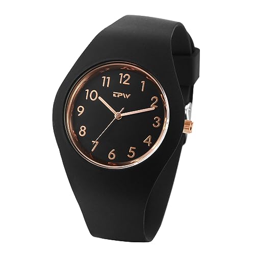 JewelryWe Kinderuhr Silikon Armbanduhr Kinder: Klassische 30m wasserdichte Analog Quarz Armbanduhr Junge Mädchen Schwarz Silikonarmband Sport Uhr Schüleruhr mit arabischen Ziffern von JewelryWe