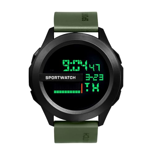 JewelryWe Kinderuhr Silikon Digitaluhr Jungen: Grün Kinder Mädchen Digital Armbanduhr Outdoor Sport Multifunktionale Uhr mit Licht, Wecker, Woche Datum Kalender, Stoppuhr und Silikon Armband von JewelryWe