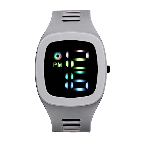 JewelryWe Kinderuhr Silikon Digitaluhr Kinder - Grau Quadrat Digital Armbanduhr Silikon Gummi Armband Rechteckige Uhr Sportuhr mit Kalender und Stoppuhr für Junge Mädchen Studenten Jugendliche von JewelryWe