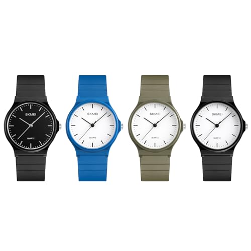 JewelryWe Kinderuhr Silikon Uhr Kinder: 4 Stück Klassische 30m Wasserdicht Analog Quarz Armbanduhr Junge Mädchen Gummi Armband Einfache Uhren für Jugendliche Studenten von JewelryWe