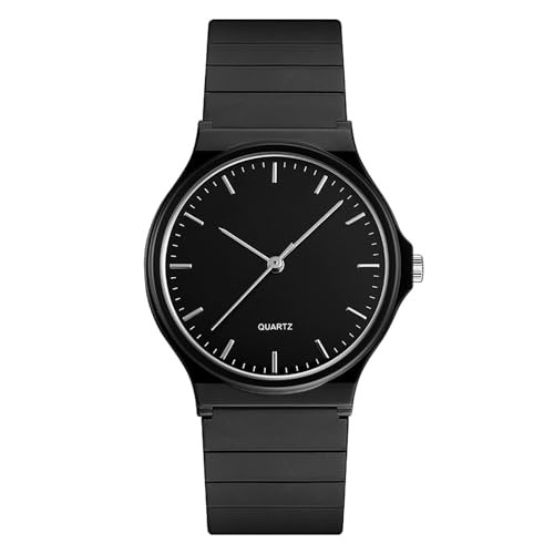 JewelryWe Kinderuhr Silikon Uhr Kinder: Schwarz Klassische 30m Wasserdicht Analog Quarz Armbanduhr Junge Mädchen Gummi Armband Einfache Uhren für Jugendliche Studenten von JewelryWe