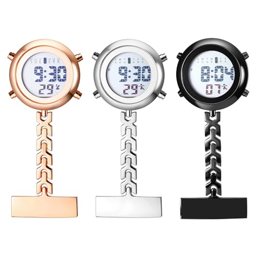JewelryWe Krankenschwesteruhr Digitale Taschenuhr mit Clip: 3 Stück Elektronische Digitaluhr Multifunktionale Ärzte Krankenschwester Uhr Arbeitsuhr mit Kalender, Alarm, Stoppuhr JewelryWe Krankenschwesteruhr Digitale Taschenuhr mit Clip: 3 Stück Elektronische Digitaluhr Multifunktionale Ärzte Krankenschwester Uhr Arbeitsuhr mit Kalender, Alarm, Stoppuhr von JewelryWe