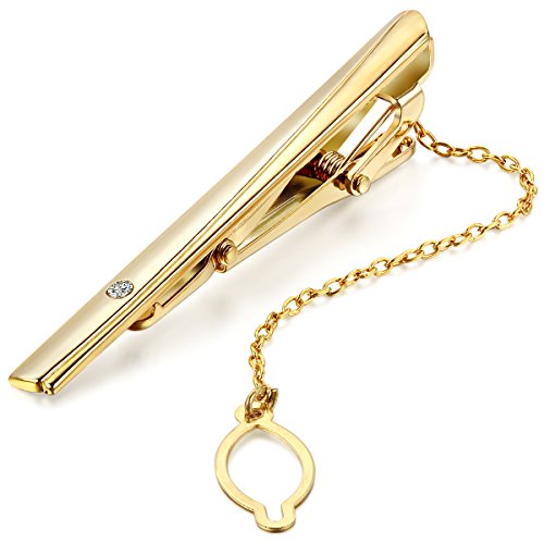 JewelryWe Legierung Krawattenklammer Krawattennadel Strass Gold Golden Kette Business Hochzeit Wedding Einzigartig Polished Herren JewelryWe Legierung Krawattenklammer Krawattennadel Strass Gold Golden Kette Business Hochzeit Wedding Einzigartig Polished Herren von JewelryWe