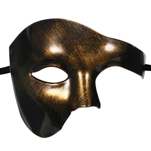 JewelryWe Maskerade Maske Halbgesichtsmaske Herren: Gold Phantom der Oper Venezianische Masken Halbmaske Männer Vintage Augenmaske Gesichtsmaske für Karneval Halloween Kostüm Cosplay Party Fasching von JewelryWe
