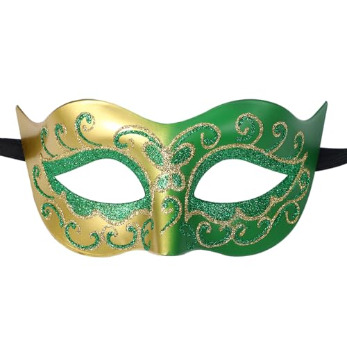 JewelryWe Maskerade Venezianische Maske Herren: Grün Maskenball Masken Männer Vintage Karnevalsmaske Augenmaske Gesichtsmaske für Halloween Kostüm Cosplay Abschlussball Weihnachten Zubehör von JewelryWe