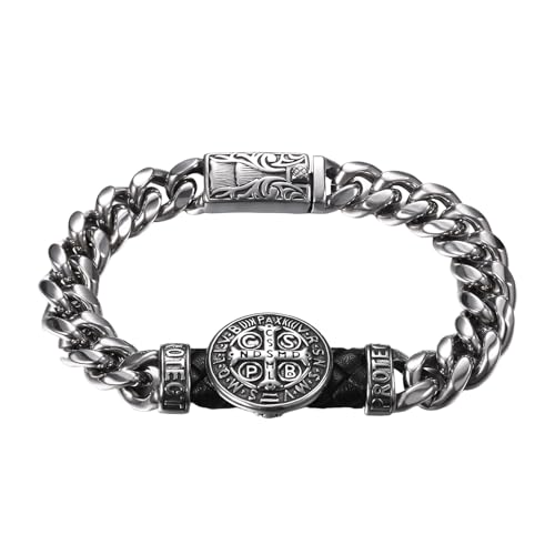 JewelryWe - Punk Armband Motorradkette mit Fahrrad Boxhandschuhe Adler Ave aus Edelstahl Gothic Stil Klassisch Geschenk für Männer, Edelstahl von JewelryWe