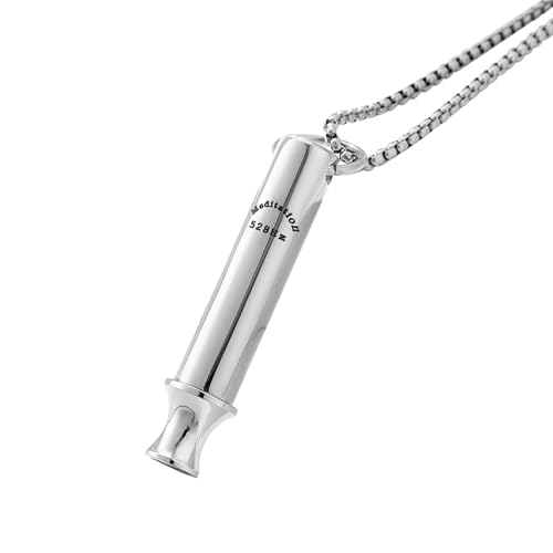 JewelryWe Rauchentwöhnung Halskette Achtsame Atemkette: Silber Edelstahl 528 Hz Lovetuner Niederfrequenz Sound Rauchfrei Meditation Kette Pfeife Anhänger Rauchen Aufhören Hilfsmittel Atemhalskette von JewelryWe