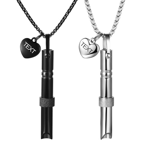 JewelryWe Rauchentwöhnung Kette Anapana Atmungshalskette: 2pcs Personalisiert Edelstahl Meditations Atmungskette Rauchfrei Atemhalskette Atemkette Pfeife Herz Anhänger Halskette für Herren Damen von JewelryWe