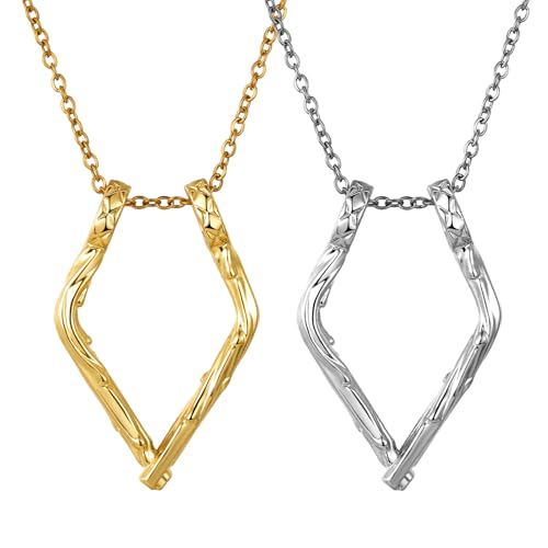 JewelryWe Ringhalter Anhänger Halskette Damen: 2 Stück Edelstahl Dick Offen Rhombus Geometrisch Anhänger Magie Ring Halter Kette Hochzeit Verlobung Schmuck Geschenk für Krankenschwestern Ärzte JewelryWe Ringhalter Anhänger Halskette Damen: 2 Stück Edelstahl Dick Offen Rhombus Geometrisch Anhänger Magie Ring Halter Kette Hochzeit Verlobung Schmuck Geschenk für Krankenschwestern Ärzte von JewelryWe