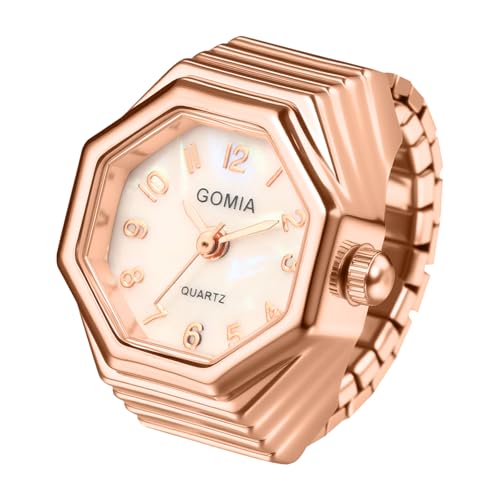 JewelryWe Ringuhr Achteckige Elastische Fingeruhr: Rosegold Analog Quarz Fingerringuhr Damen Herren Dehnbarer Metallband Ring Uhr Uhrenring mit Achteck Perlmutt Zifferblatt JewelryWe Ringuhr Achteckige Elastische Fingeruhr: Rosegold Analog Quarz Fingerringuhr Damen Herren Dehnbarer Metallband Ring Uhr Uhrenring mit Achteck Perlmutt Zifferblatt von JewelryWe