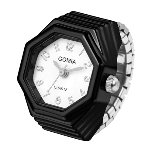 JewelryWe Ringuhr Achteckige Elastische Fingeruhr: Schwarz Analog Quarz Fingerringuhr Damen Herren Dehnbarer Metallband Ring Uhr Uhrenring mit Achteck Perlmutt Zifferblatt JewelryWe Ringuhr Achteckige Elastische Fingeruhr: Schwarz Analog Quarz Fingerringuhr Damen Herren Dehnbarer Metallband Ring Uhr Uhrenring mit Achteck Perlmutt Zifferblatt von JewelryWe