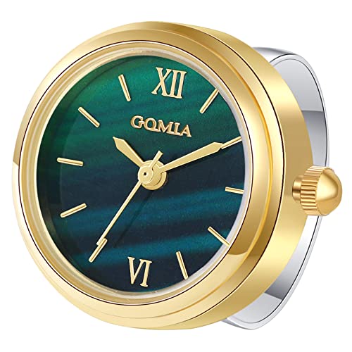 JewelryWe Ringuhr Fingeruhr Damen Analog Quarz Edelstahl Verstellbar Ring Uhr Fingerringuhr Uhrenring mit Grün Römischen Ziffern Rundem Zifferblatt und Gold Gehäuse JewelryWe Ringuhr Fingeruhr Damen Analog Quarz Edelstahl Verstellbar Ring Uhr Fingerringuhr Uhrenring mit Grün Römischen Ziffern Rundem Zifferblatt und Gold Gehäuse von JewelryWe