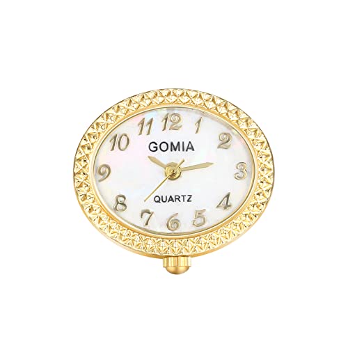 JewelryWe Ringuhr Fingeruhr Damen Analog Quarz Ring Uhr Verstellbare Fingerringuhr Uhrenring mit ovalem Muschel Digital Zifferblatt Gold von JewelryWe