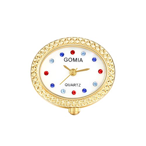 JewelryWe Ringuhr Fingeruhr Damen Analog Quarz Ring Uhr Verstellbare Fingerringuhr Uhrenring mit ovalem Strass Muschel Zifferblatt Gold von JewelryWe