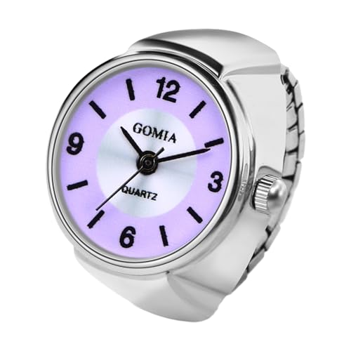 JewelryWe Ringuhr Fingeruhr Damen Elastisch - Klassische Einfache Analog Quarz Fingerringuhr Ring Uhr Uhrenring mit Lila Rundem Zifferblatt und Legierung Elastisch Band JewelryWe Ringuhr Fingeruhr Damen Elastisch - Klassische Einfache Analog Quarz Fingerringuhr Ring Uhr Uhrenring mit Lila Rundem Zifferblatt und Legierung Elastisch Band von JewelryWe