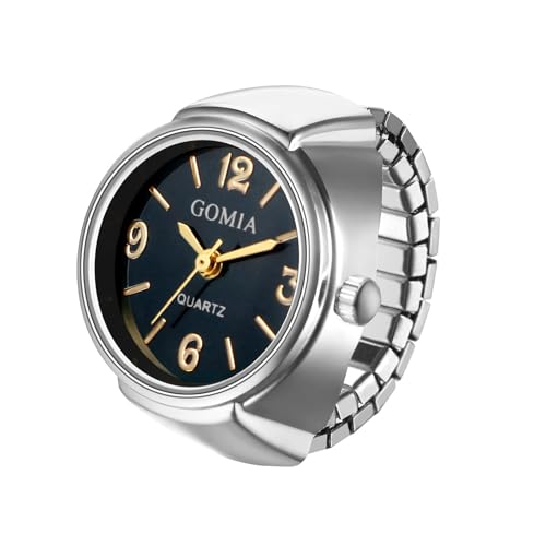JewelryWe Ringuhr Fingeruhr Damen Elastisch: Analog Quarz Fingerringuhr Frauen Silber Stretch Metallband Ring Uhr Uhrenring mit Temperaturempfindlichem Farbwechsel Zifferblatt, für Ringgröße 52-60 von JewelryWe