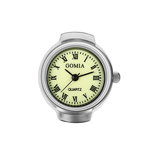 JewelryWe Ringuhr Fingeruhr Damen Retro Analog Quarz Ring Uhr Elastisch Legierung Fingerringuhr Uhrenring mit Römischen Ziffern Zifferblatt Silber von JewelryWe