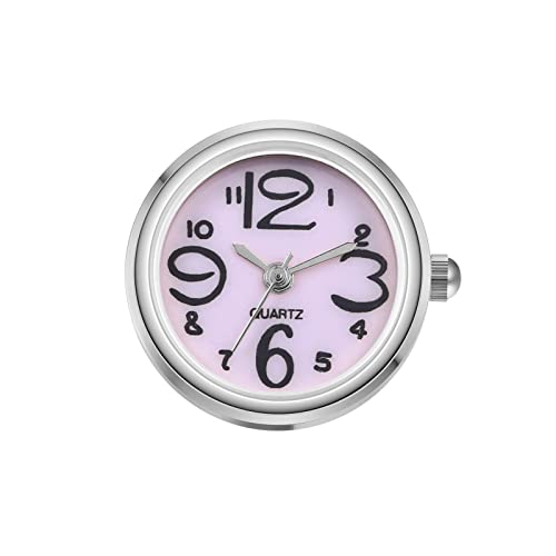 JewelryWe Ringuhr Fingeruhr Damen Ultradünn Rund Analog Quarz Ring Uhr Verstellbar Fingerringuhr Uhrenring Silber Pink von JewelryWe