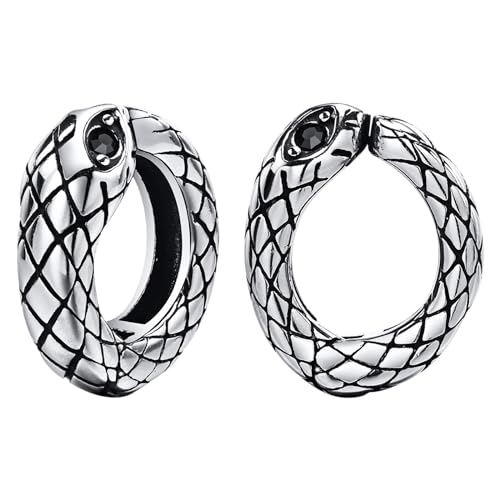 JewelryWe Schlangen Ohrringe Creolen für Herren: Vintage Punk Schlange Non-Piercing Clip-On Ohrringe Creolen Ohrclips Fake Ohrstecker Ohne Loch Silber JewelryWe Schlangen Ohrringe Creolen für Herren: Vintage Punk Schlange Non-Piercing Clip-On Ohrringe Creolen Ohrclips Fake Ohrstecker Ohne Loch Silber von JewelryWe
