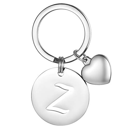 JewelryWe Schlüsselanhänger Buchstabe mit Herz Anhänger: Silber Edelstahl Anfangsbuchstaben Z Initiale Namen Schlüsselring Schlüsselbund mit Gravur Geschenk für Paare Freunde Mutter Vater JewelryWe Schlüsselanhänger Buchstabe mit Herz Anhänger: Silber Edelstahl Anfangsbuchstaben Z Initiale Namen Schlüsselring Schlüsselbund mit Gravur Geschenk für Paare Freunde Mutter Vater von JewelryWe
