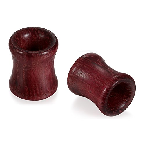 JewelryWe Schmuck 10mm Holz Double Flared Flesh Plug Sattel Tunnel Plugs Ohrstecker Ohrpiercing Dunkelbraun Mitte Hohl Hollow Vintage von JewelryWe