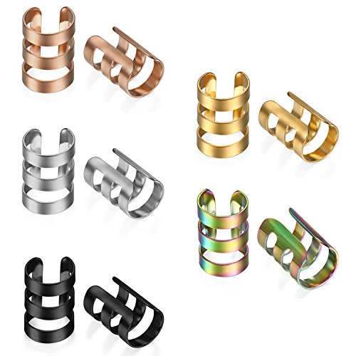 JewelryWe Schmuck 10x Non-Piercing Ohrclips Ohrringe, Edelstahl Ohrklemme Poliert Damen Herren Ohr Klammern Ear Cuff Fake Piercing Ohne Loch Silber JewelryWe Schmuck 10x Non-Piercing Ohrclips Ohrringe, Edelstahl Ohrklemme Poliert Damen Herren Ohr Klammern Ear Cuff Fake Piercing Ohne Loch Silber von JewelryWe