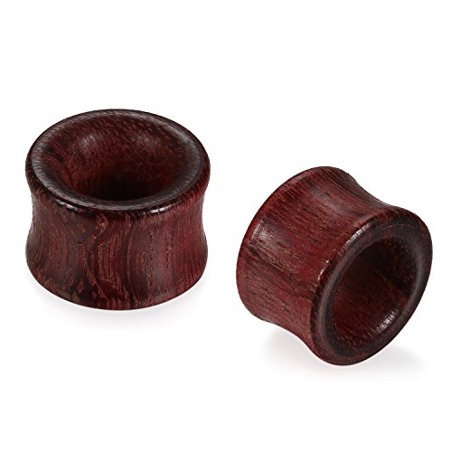 JewelryWe Schmuck 16mm Holz Double Flared Flesh Plug Sattel Tunnel Plugs Ohrstecker Ohrpiercing Dunkelbraun Mitte Hohl Hollow Vintage von JewelryWe