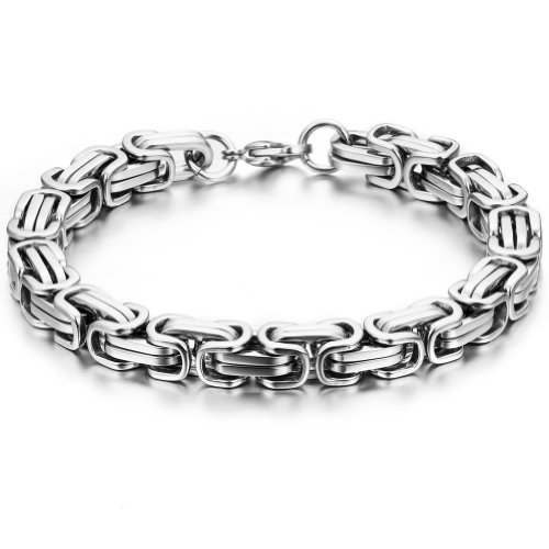 JewelryWe Schmuck 22cm Herren Edelstahl Armband, Armkette, Armreif Farbe Silber 8mm Breite von JewelryWe