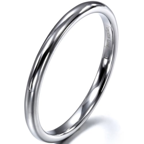 JewelryWe Schmuck 2mm Breite Herren Damen Ring Unisex Wolframcarbidring Hoch poliert für Verlobung Hochzeit Band Größe 59 von JewelryWe