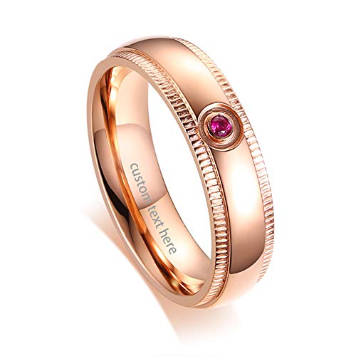 JewelryWe Schmuck 2pcs Herren Damen Ring mit Gravur, Edelstahl Zirkonia Partnerringe Freundschaftsringe Eheringe Trauringe Verlobungsringe Versprechen Eegagement Band, Schwarz Rosegold von JewelryWe