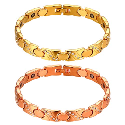 JewelryWe Magnetarmband Herz Armband Damen: 2pcs Edelstahl Magnet Therapie Kugel Perle Perlen X Herz Link Armkette mit Zirkonia Verstellbar Handgelenk Kettenarmband Gliederarmband für Frau Mädchen JewelryWe Magnetarmband Herz Armband Damen: 2pcs Edelstahl Magnet Therapie Kugel Perle Perlen X Herz Link Armkette mit Zirkonia Verstellbar Handgelenk Kettenarmband Gliederarmband für Frau Mädchen von JewelryWe