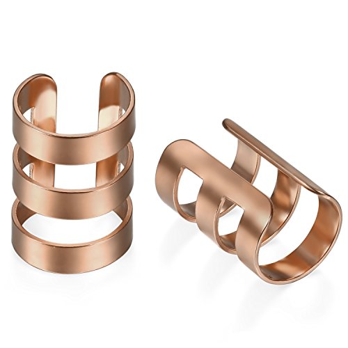 JewelryWe Schmuck 2x Non-Piercing Ohrclips Ohrringe, Edelstahl Ohrklemme Poliert Damen Herren Ohr Klammern Ear Cuff Fake Piercing Ohne Loch Rosegold JewelryWe Schmuck 2x Non-Piercing Ohrclips Ohrringe, Edelstahl Ohrklemme Poliert Damen Herren Ohr Klammern Ear Cuff Fake Piercing Ohne Loch Rosegold von JewelryWe
