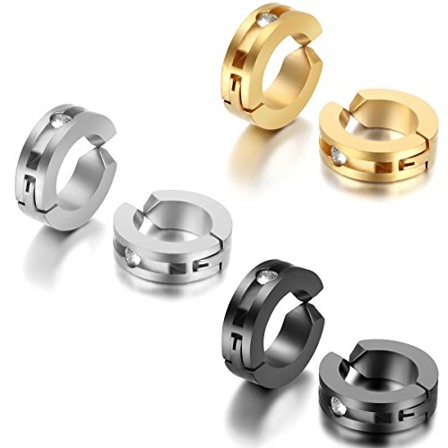 JewelryWe Ohrclips Non-Piercing Creolen Ohrringe: 3 Paar Set Edelstahl Klein Huggie Klappcreolen mit Strass Clip On Ohrringe Fake Ohrstecker Ohne Ohrloch Mode Schmuck Geschenk für Damen Herren JewelryWe Ohrclips Non-Piercing Creolen Ohrringe: 3 Paar Set Edelstahl Klein Huggie Klappcreolen mit Strass Clip On Ohrringe Fake Ohrstecker Ohne Ohrloch Mode Schmuck Geschenk für Damen Herren von JewelryWe