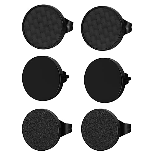 JewelryWe Schmuck 3 Paare Ohrstecker Set 10mm Poliert Sandgetrahlt Kohlenstoff Faser Rund Kreis Ohrringe Ohr Piercings für Herren Damen von JewelryWe