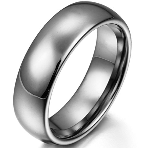 JewelryWe Schmuck 6mm Breite Damen-Ring, Verlobungsring, Wolframcarbid Ring, Engagement Hochzeit Band Größe 52 von JewelryWe