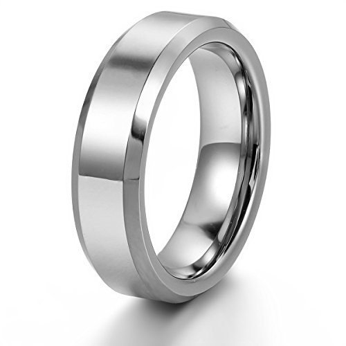 JewelryWe Schmuck 6mm Breite Damen-Ring, Verlobungsring, Wolframcarbid Ring, Engagement Hochzeit Band Größe 63 von JewelryWe