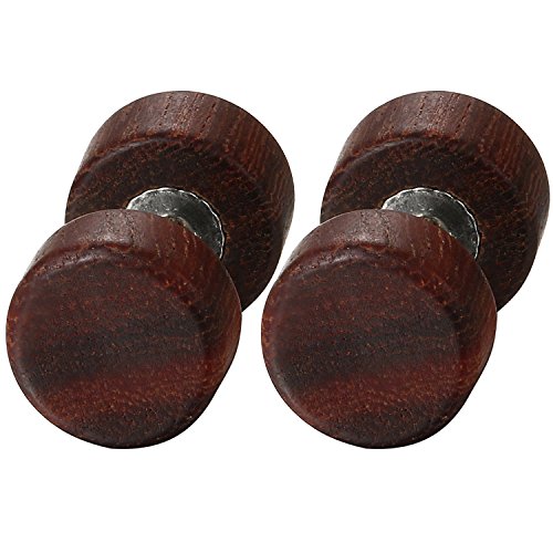 JewelryWe Holz Fake Plug Ohrstecker: 8mm Dunkelbraun Edelstahl Rund Kreis Ohrringe Holz Fake Ohr Plugs Cheater Tunnel Gauges Piercing Vintage Ohrschmuck Modeschmuck für Damen Herren von JewelryWe
