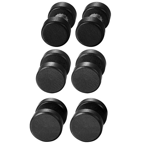 JewelryWe Holz Fake Plug Ohrstecker: 9 Paar Edelstahl Rund Kreis Ohrringe Set Holz Fake Ohr Plugs Cheater Tunnel Gauges Piercing 8-12mm Vintage Ohrschmuck Modeschmuck für Damen Herren von JewelryWe