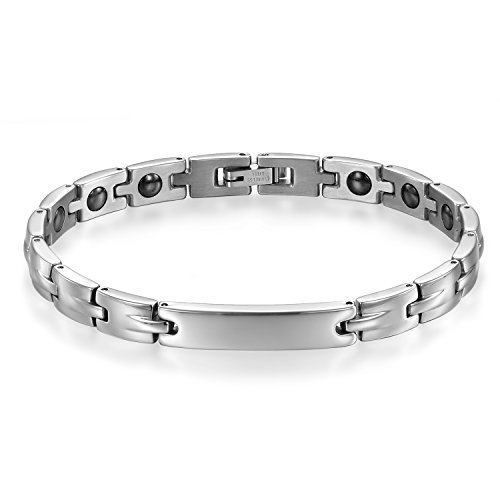 JewelryWe Schmuck Armband Edelstahl Partner Freundschaft Armketten allergiefrei Armbänder Silberweiß für Armreif 20,5cm Verliebte Paare Freundschaft Damen von JewelryWe