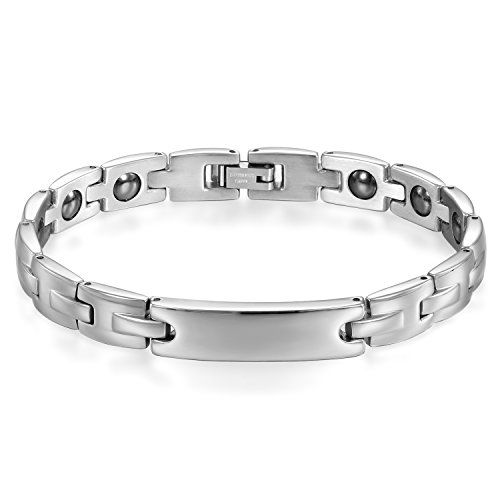 JewelryWe Schmuck Armband Edelstahl Partner Freundschaft Armketten allergiefrei Armbänder Silberweiß für Armreif 20,5cm Verliebte Paare Freundschaft Herren von JewelryWe