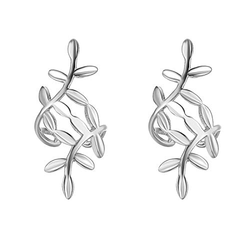 JewelryWe Schmuck Damen Blatt Ohrclips Ohrklemme Ohrringe Edelstahl Fake Piercing Clip-on Ohr Klammern Ohne Loch Ohrstecker für Frauen Mädchen Silber von JewelryWe