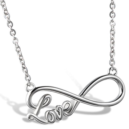 JewelryWe Schmuck Damen Halskette, Edelstahl Love Infinity Unendlichkeit Zeichen Anhänger mit 50cm Kette, Silber JewelryWe Schmuck Damen Halskette, Edelstahl Love Infinity Unendlichkeit Zeichen Anhänger mit 50cm Kette, Silber von JewelryWe