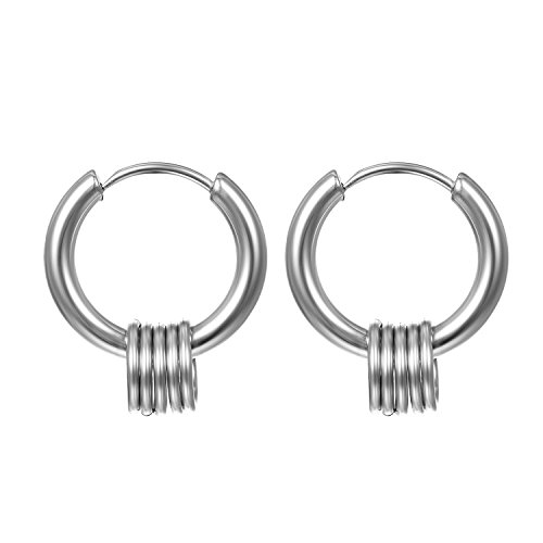 JewelryWe Schmuck Damen Herren Creolen Ohrringe Edelstahl Kreis Ringe Ohrhänger Klappcreolen Huggie, Silber, Durchmesser 17mm JewelryWe Schmuck Damen Herren Creolen Ohrringe Edelstahl Kreis Ringe Ohrhänger Klappcreolen Huggie, Silber, Durchmesser 17mm von JewelryWe