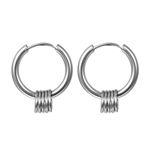 JewelryWe Schmuck Damen Herren Creolen Ohrringe Edelstahl Kreis Ringe Ohrhänger Klappcreolen Huggie, Silber, Durchmesser 19mm von JewelryWe